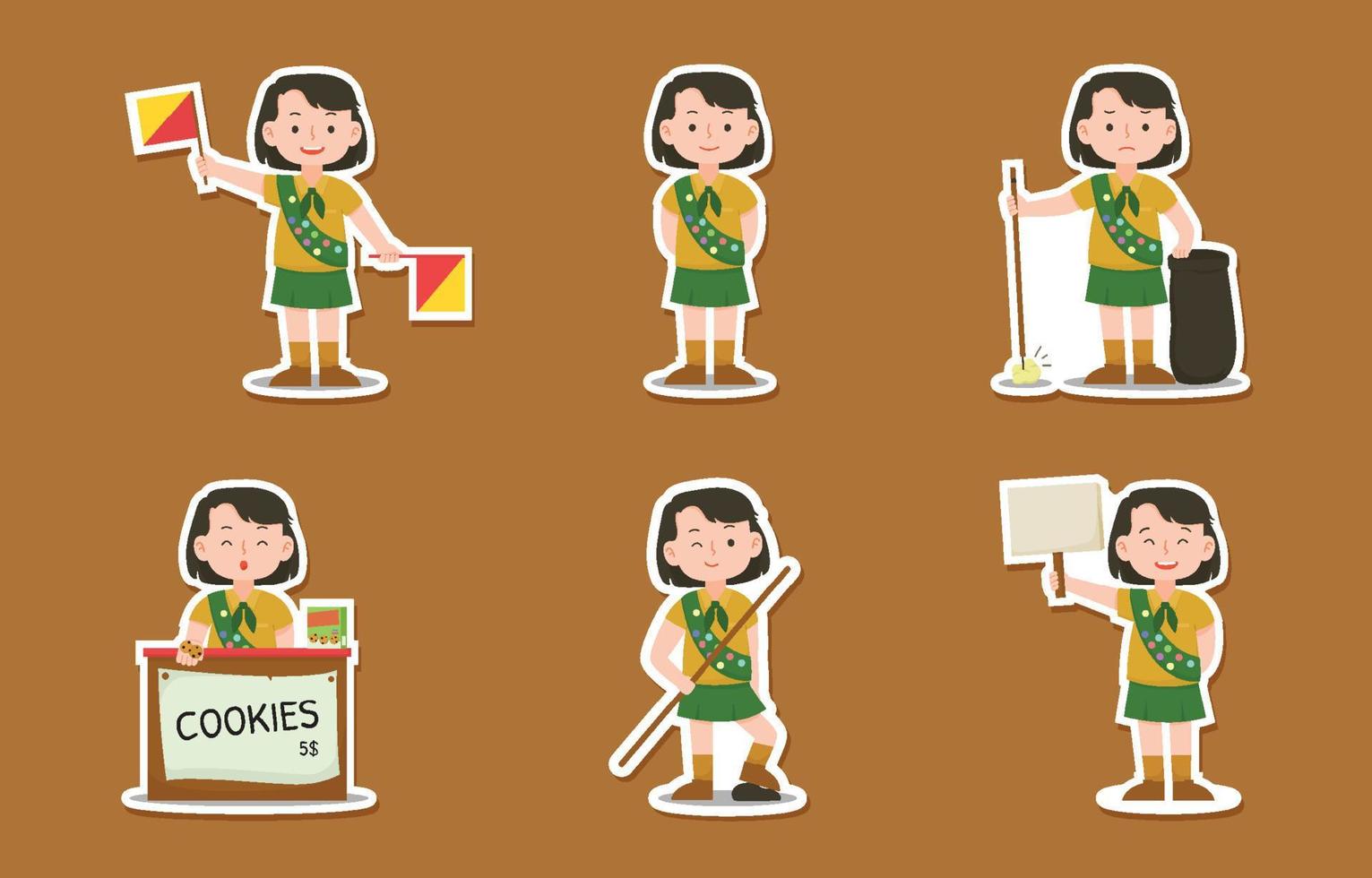 happy girls scout day stickerpakket vector