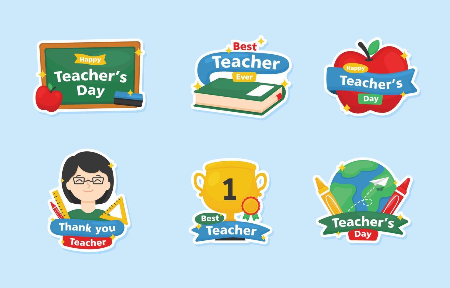 nationale lerarendag doodle stickerpakket vector