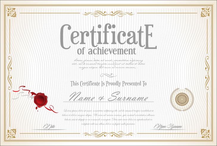 Certificaat of diploma retro ontwerpsjabloon vectorillustratie vector