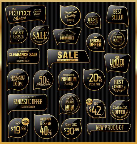 Luxe premium gouden insignes en labels vector