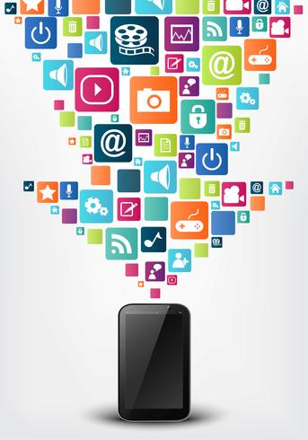 Smartphone apps pictogram concept achtergrond vector