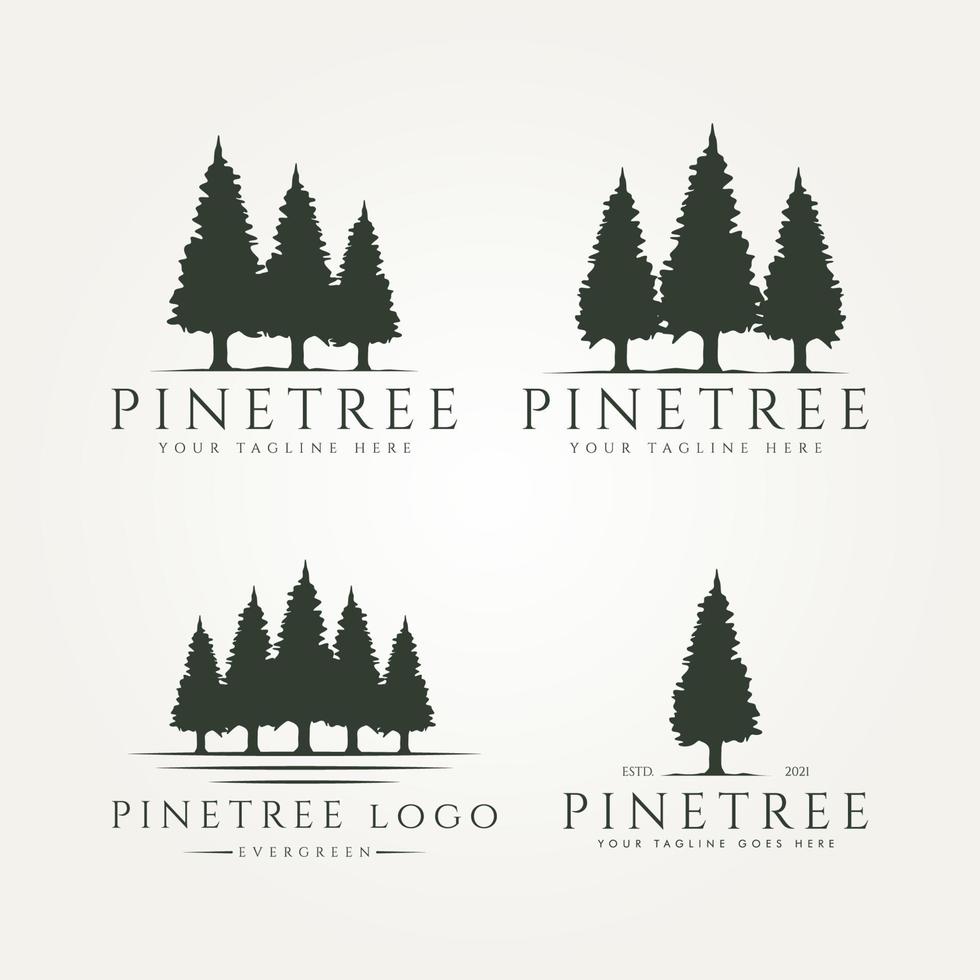set bundel van pijnboom landschap vintage logo vector