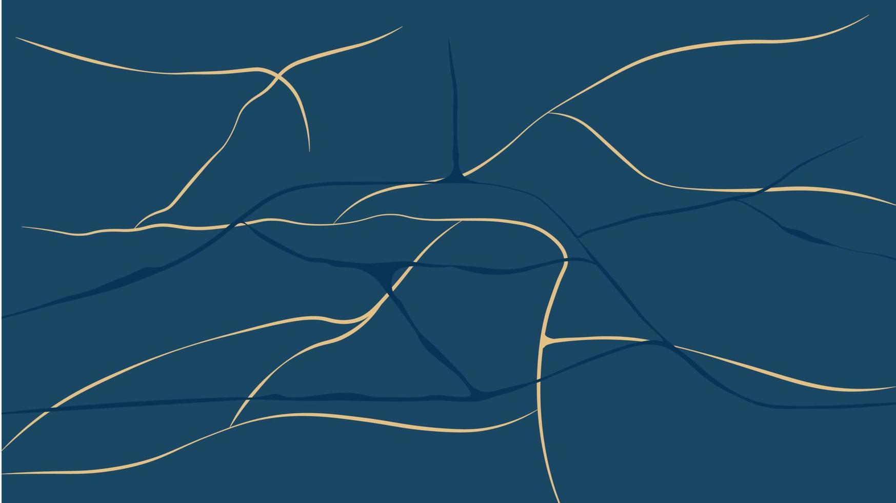 Japanse kintsugi techniek vector stock illustratie. abstracte achtergrond blauwe marmeren agaat granietmozaïek met gouden aderen. nep geschilderd kunststeen textuur.