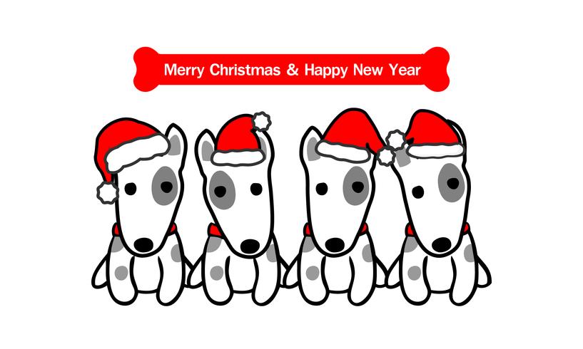 Merry Christmas Cute Terrier Dog Cartoon. Vector illustratie.