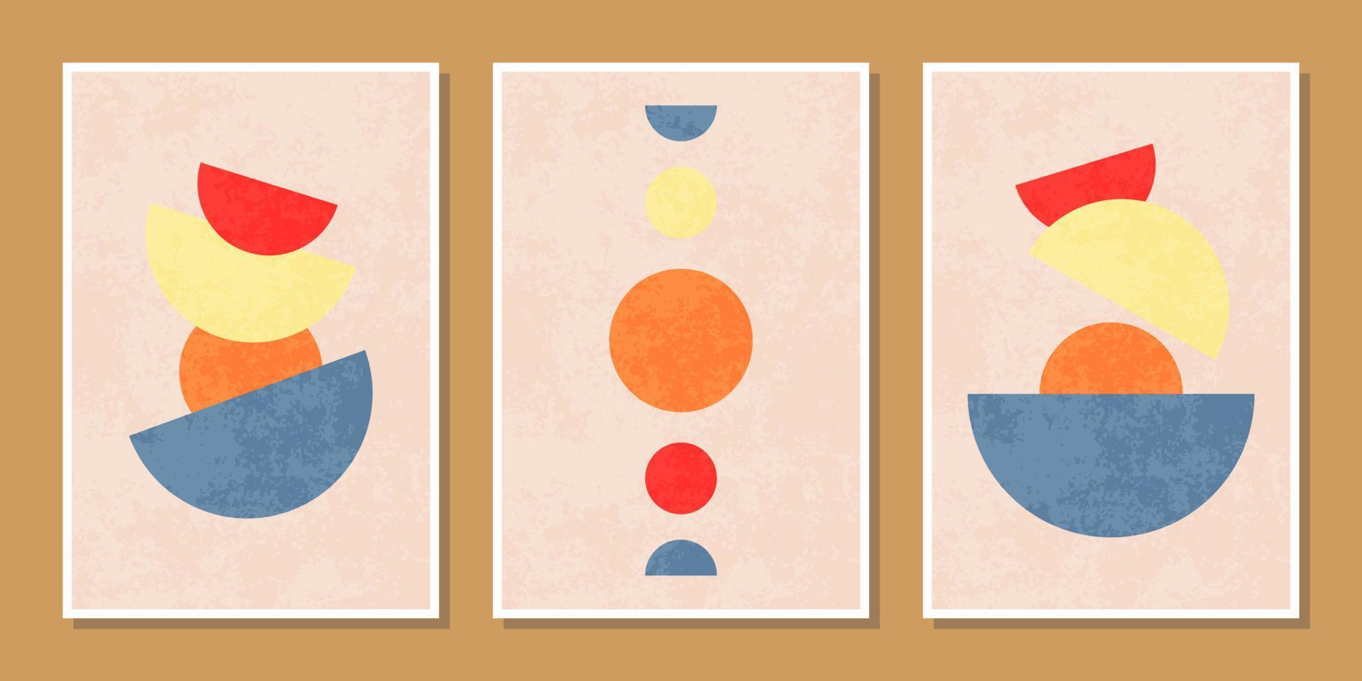 set van boho hedendaagse minimalistische kunst aan de muur collectie met geometrische vormen vector