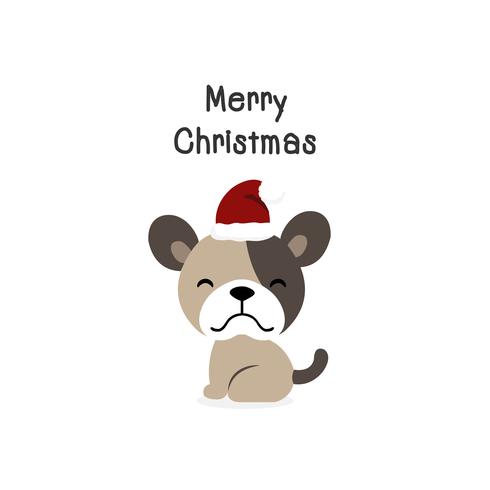 Merry Christmas dog Cartoon hond. Vector illustratie.