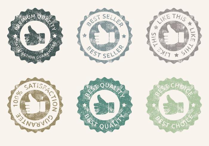 Grunge duimen omhoog Badges Vector Set