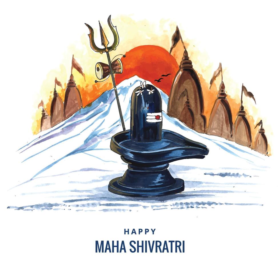 Maha Shivratri-festivalgroet met sjivling-kaartachtergrond vector