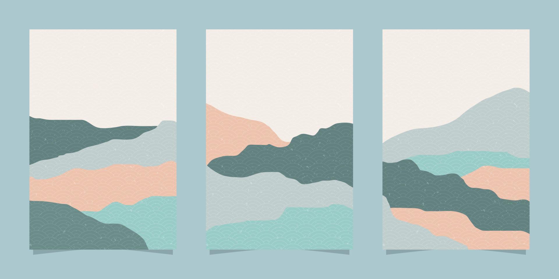 minimale kleurrijke Japanse hoesset in golvende stijl vector