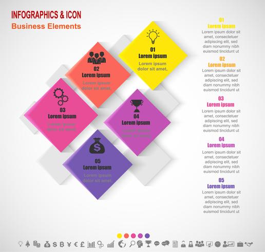 Infographic zakelijke tijdlijn proces en pictogrammen sjabloon. Bedrijfsconcept met 5 opties, stappen of processen. Vector. vector