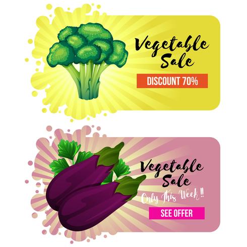 plantaardige websitebanner met broccoli en aubergine vector