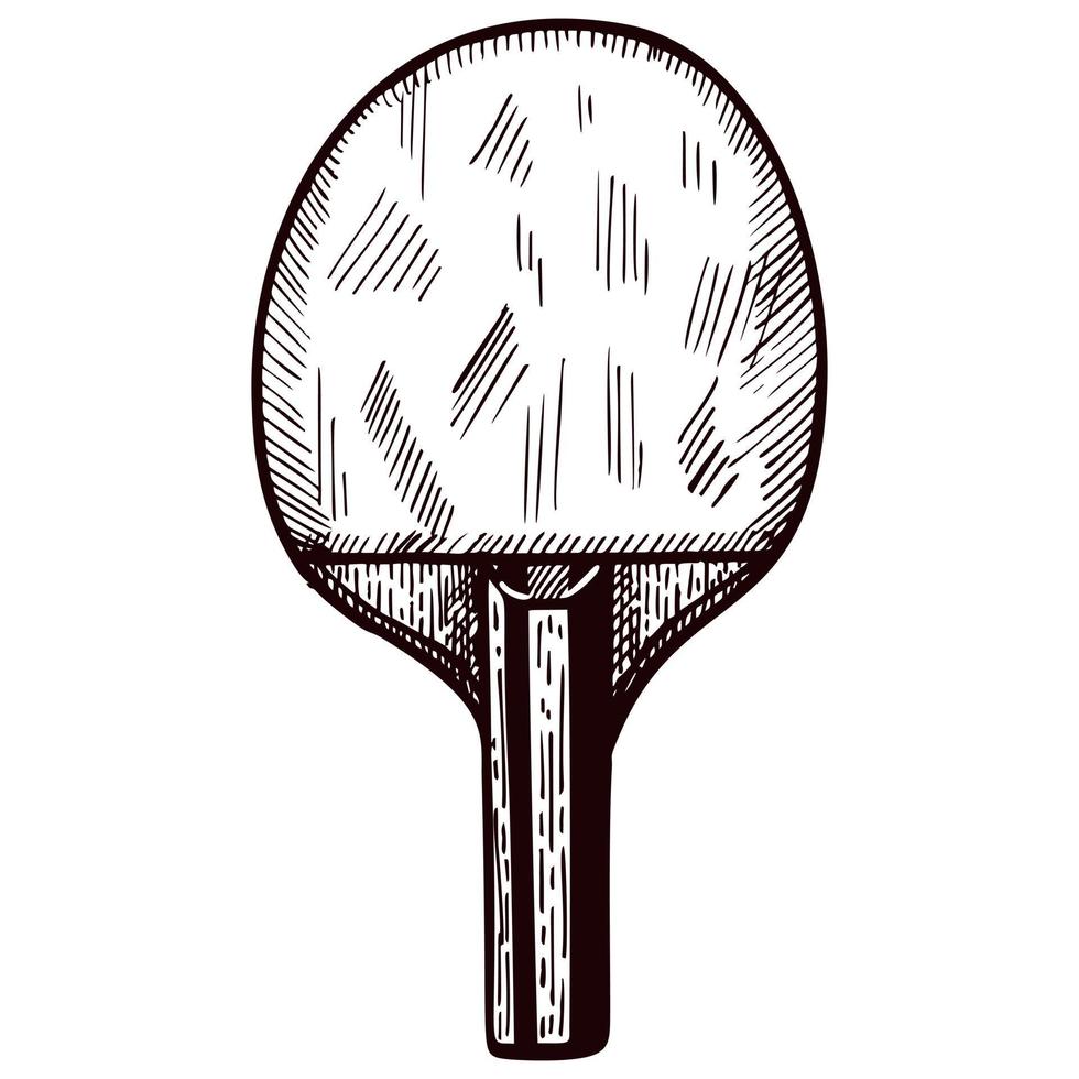 pingpong racket schets geïsoleerd. vintage sportelementen voor tafeltennis handgetekende stijl. vector