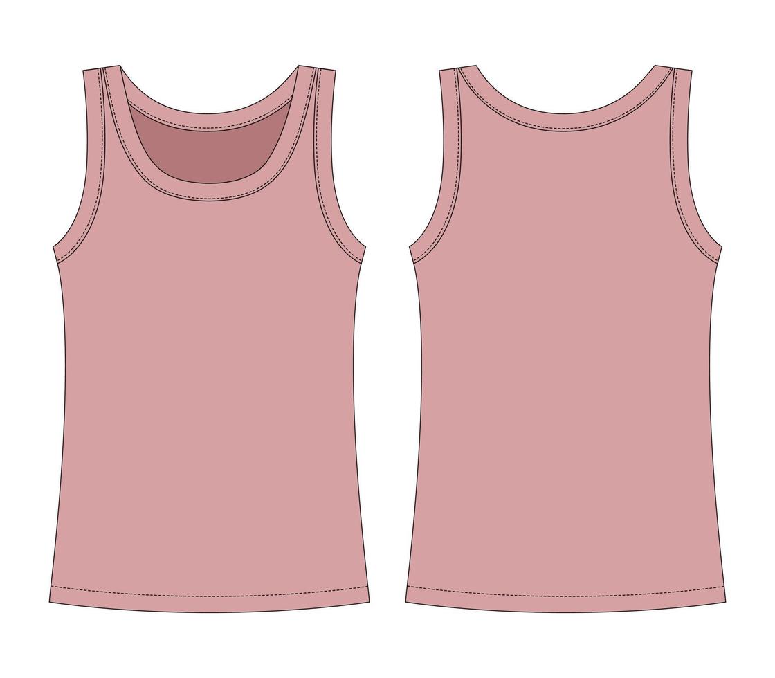 mouwloze tanktop technische schets. vector