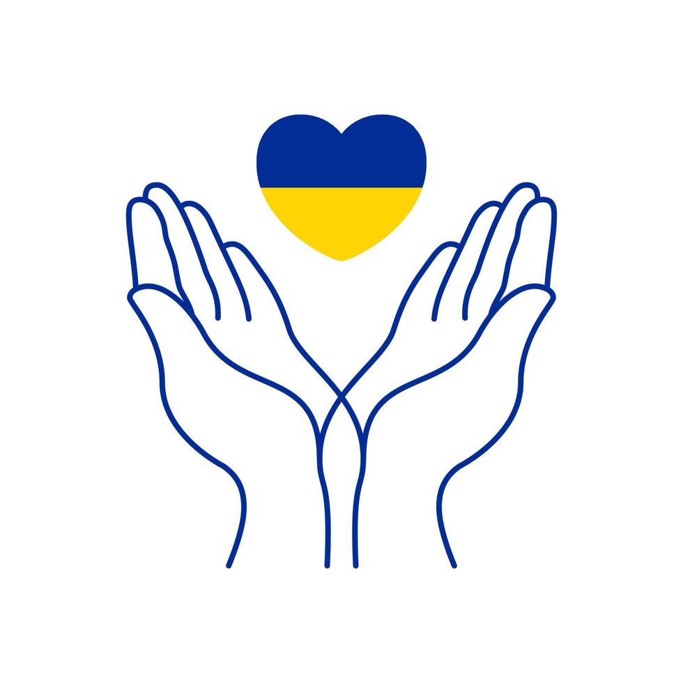 bid voor Oekraïne concept illustratie met nationale vlag, hand en kaart. Oekraïense vlag bidden concept vectorillustratie. bid voor vrede, stop de oorlog tegen oekraïne vector