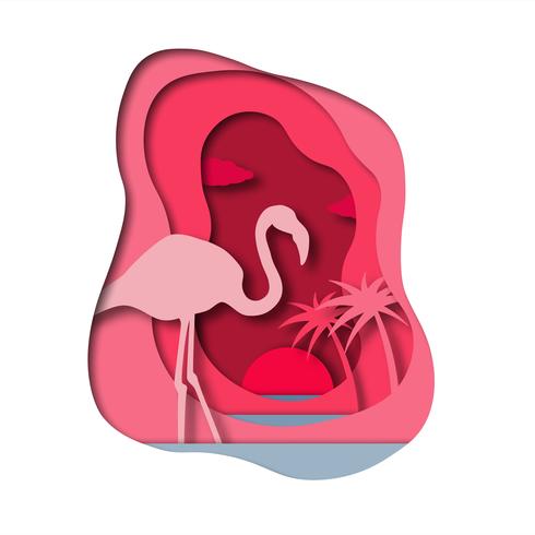 flamingo papier kunst vector