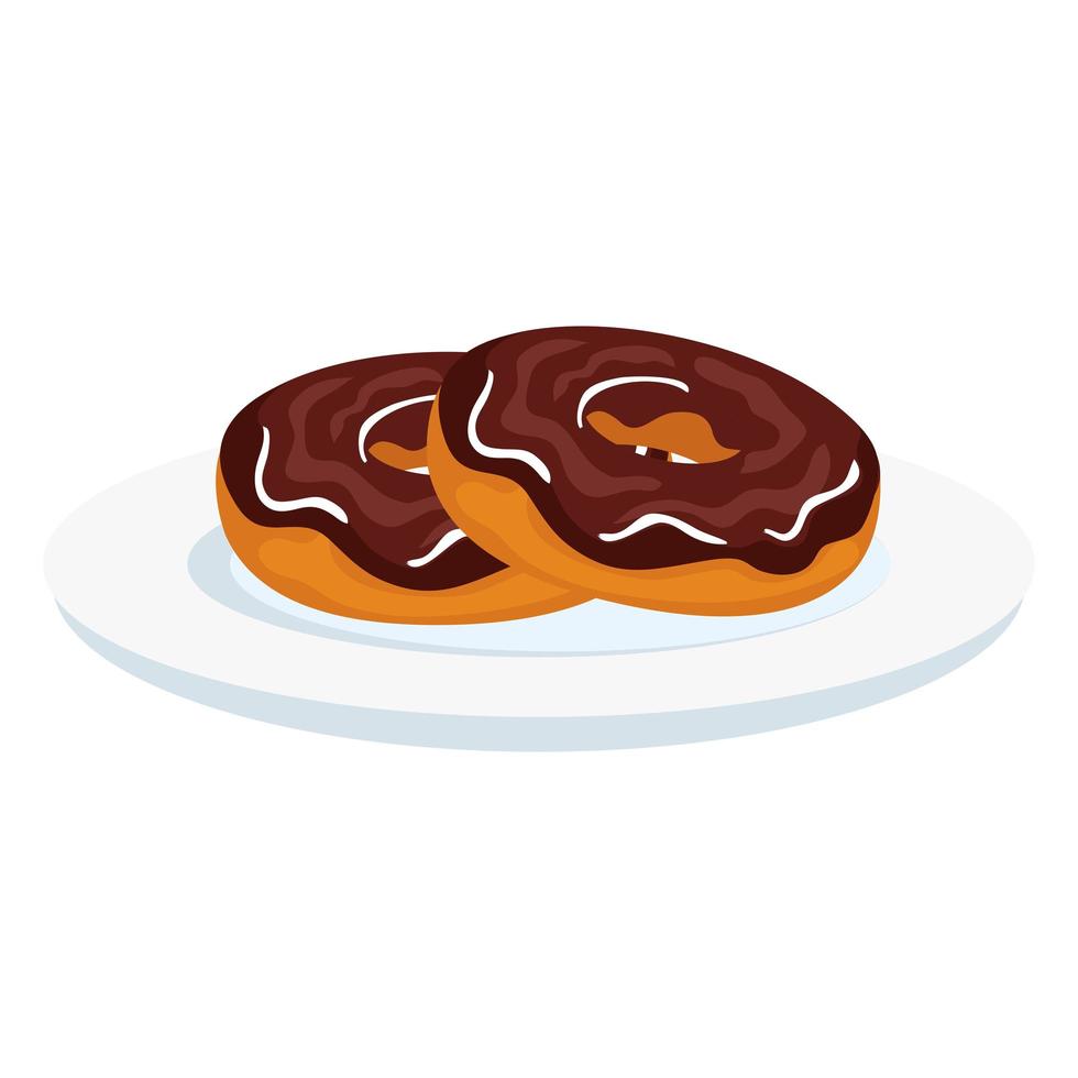 geïsoleerde donuts op plaat vector design