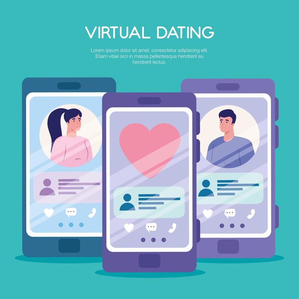 vrouw en man chatten in smartphones met een hartvormig vectorontwerp vector