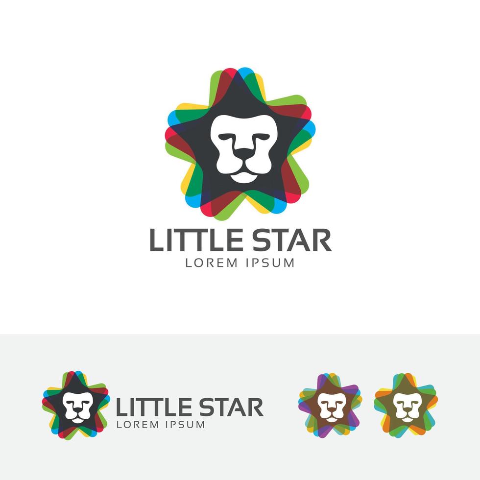 leeuwenkop ster logo ontwerp vector