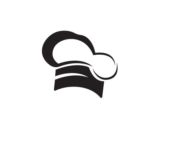 Chef-kok hoed logo en symbolen zwarte kleur vector pictogram