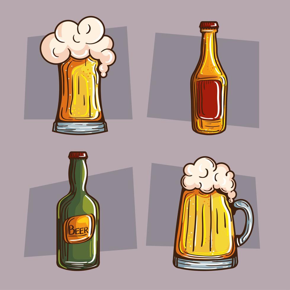 bundel iconen met bieren vector