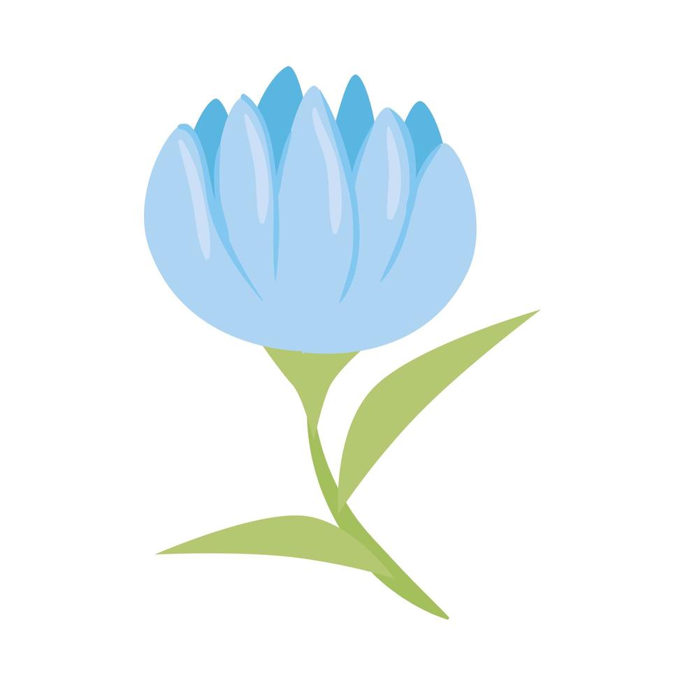blauwe bloem met bladeren vector ontwerp