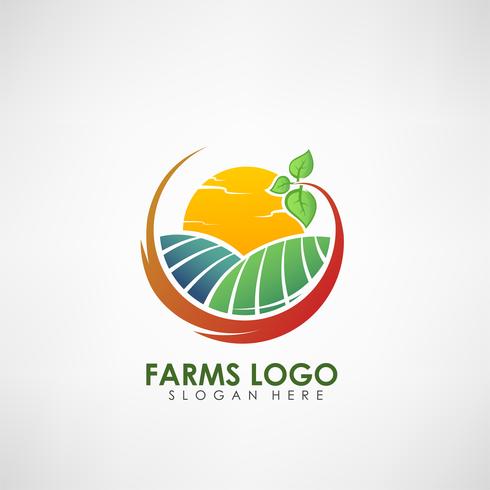 Boerderij concept logo sjabloon. Label voor natuurlijke boerderijproducten. Vector illustratie