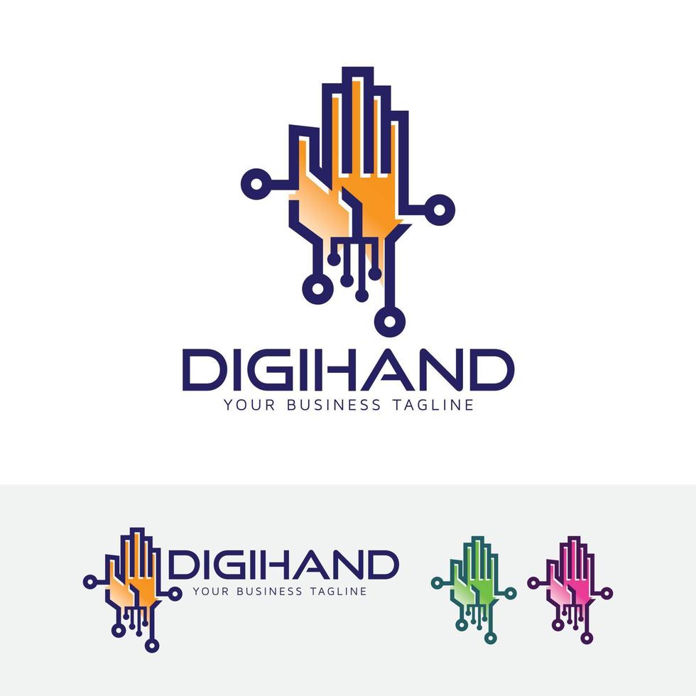 digitale hand logo ontwerpsjabloon vector