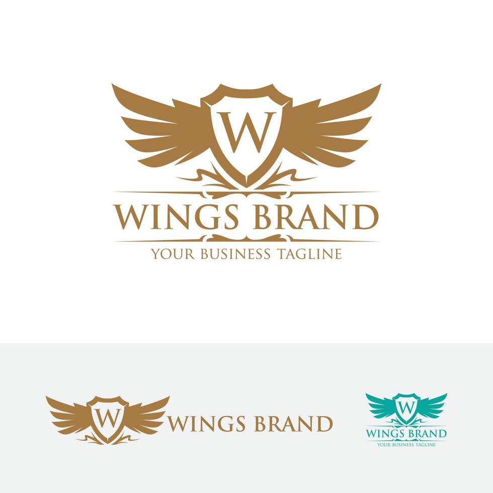 vleugels letter w logo ontwerp vector