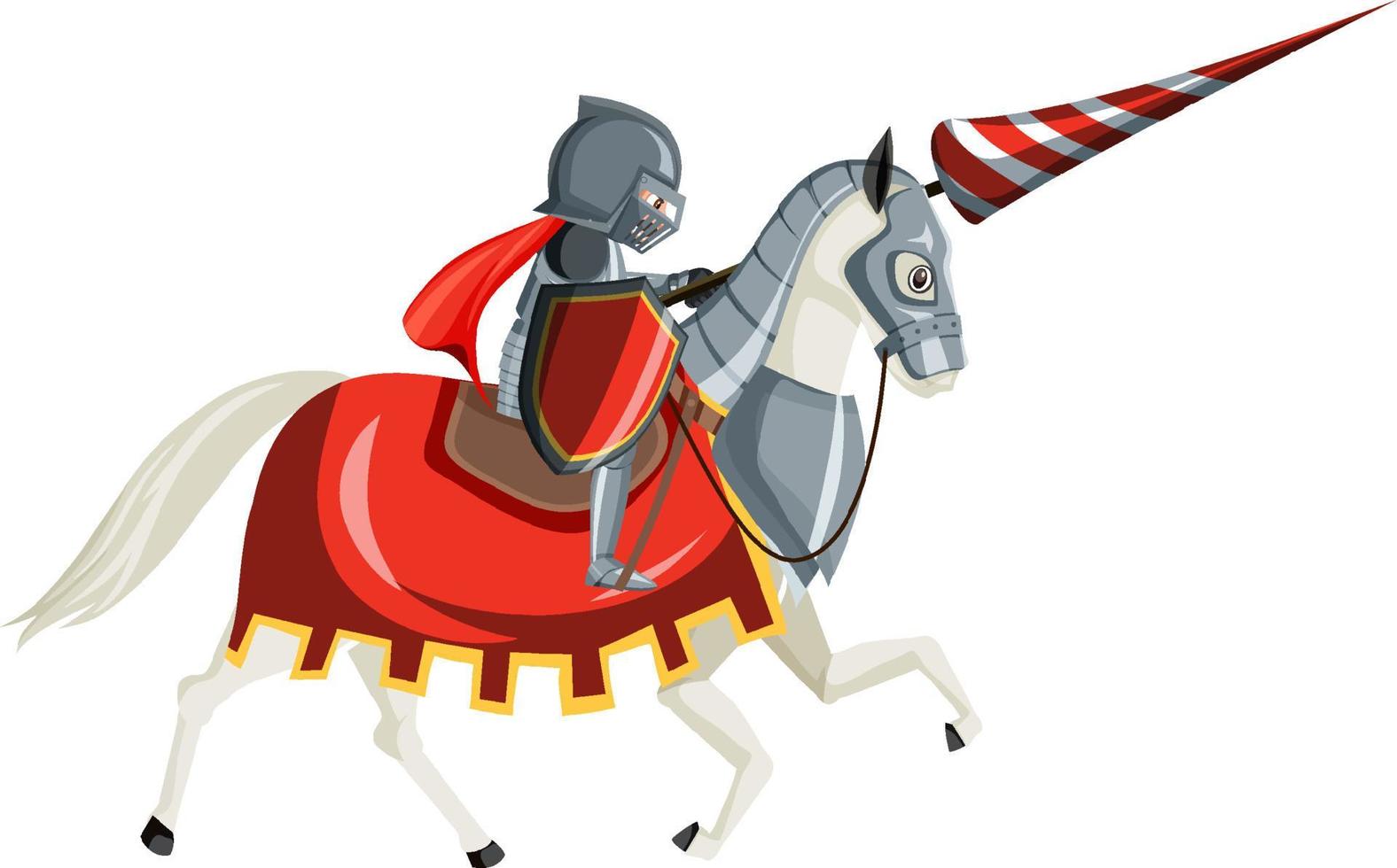middeleeuwse ridder te paard op witte achtergrond vector