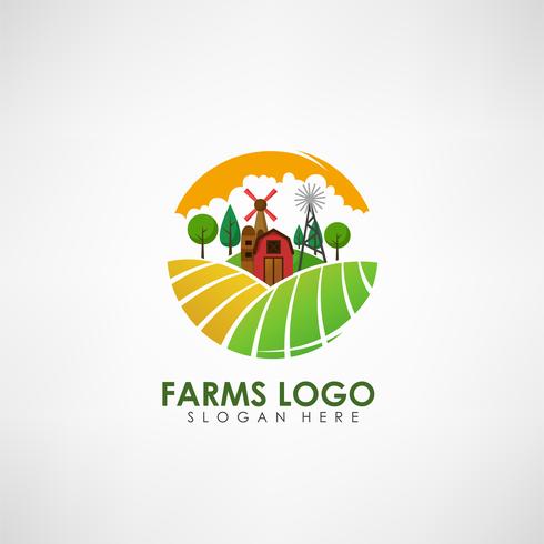 Boerderij concept logo sjabloon. Label voor natuurlijke boerderijproducten. Vector illustratie