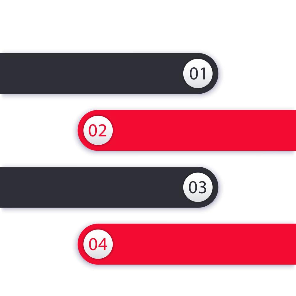 1, 2, 3, 4 stappen, tijdlijn, infographics-elementen vector