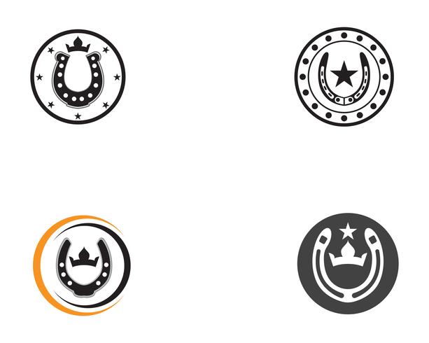 Paard schoenen zwart logo en symbolen vector sjabloon