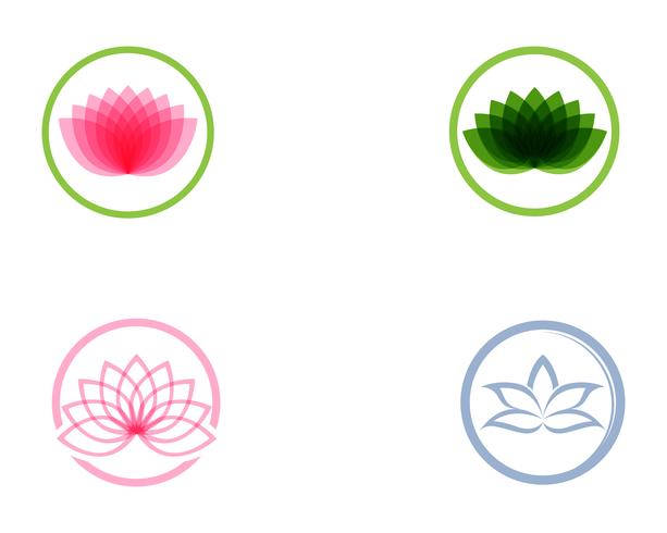 Lotus-bloemembleem en symbolen vectormalplaatje vector