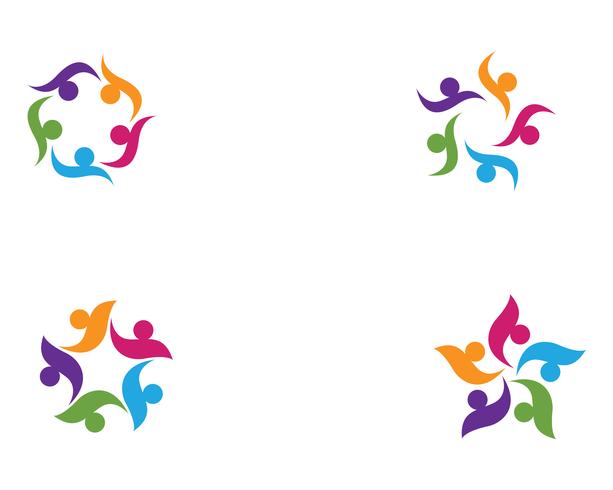 Gemeenschapsmensen groep, logo en sociale pictogram ontwerpsjabloon vector
