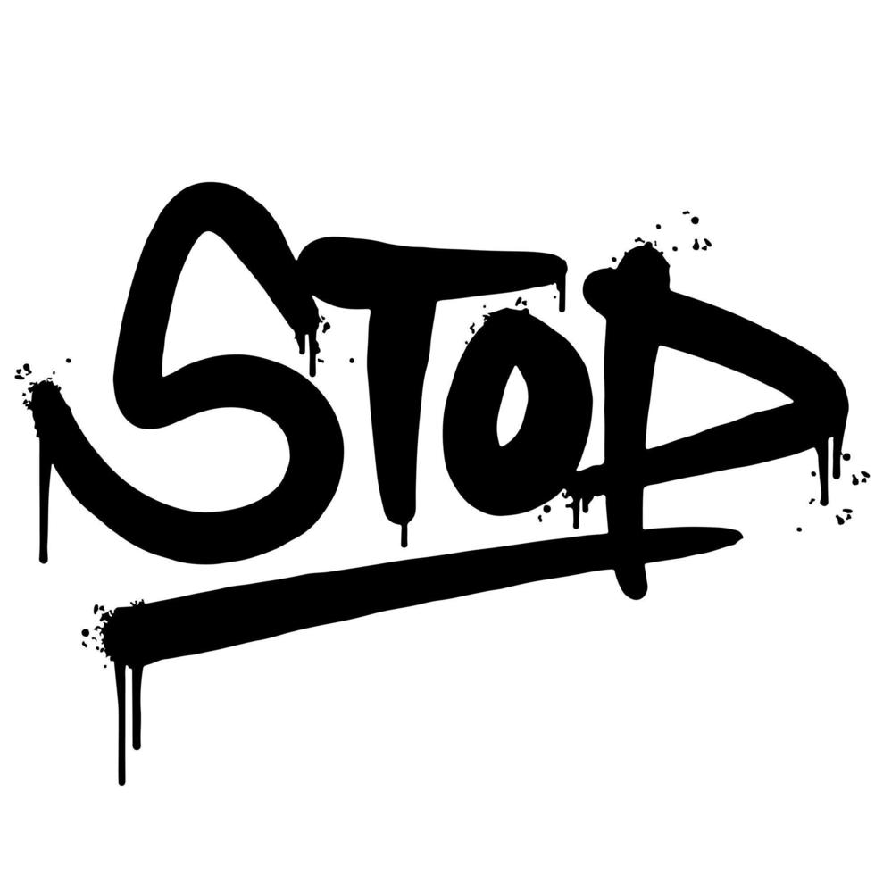 graffiti stop woord gespoten geïsoleerd op een witte achtergrond. gespoten stop lettertype graffiti. vectorillustratie. vector
