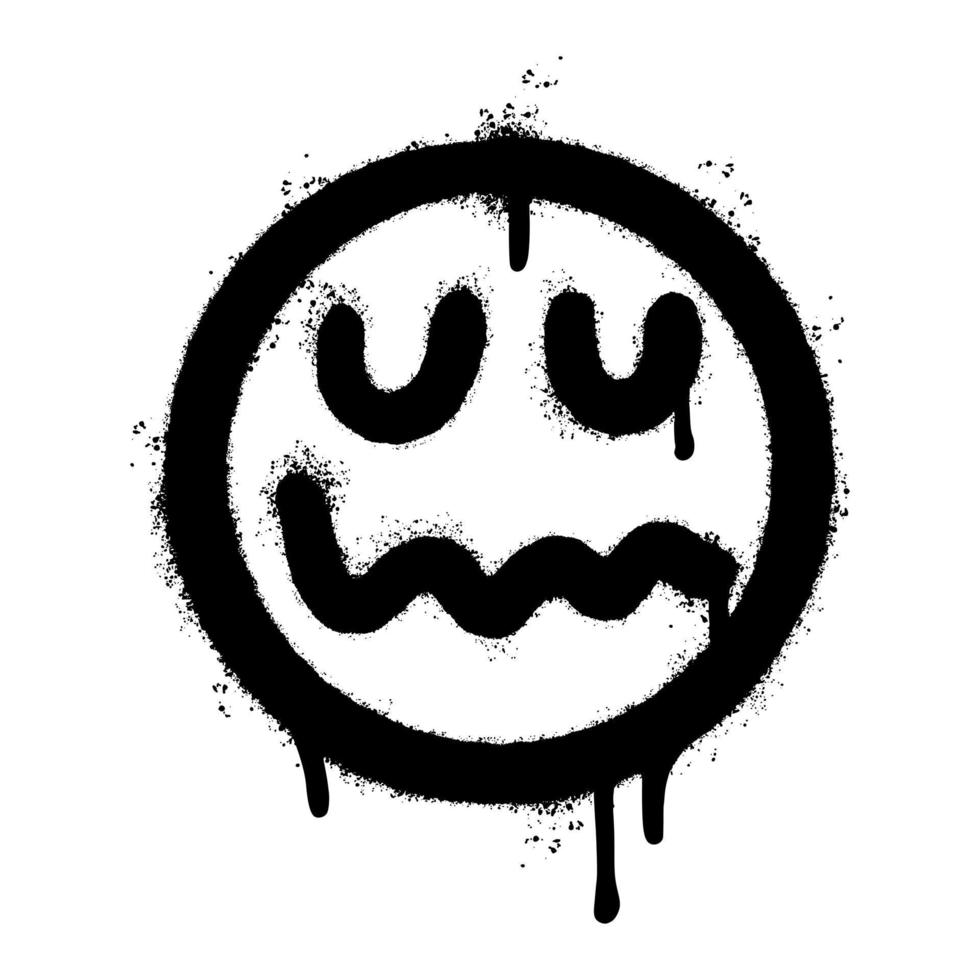 graffiti eng ziek gezicht emoticon gespoten geïsoleerd op een witte achtergrond. vectorillustratie. vector