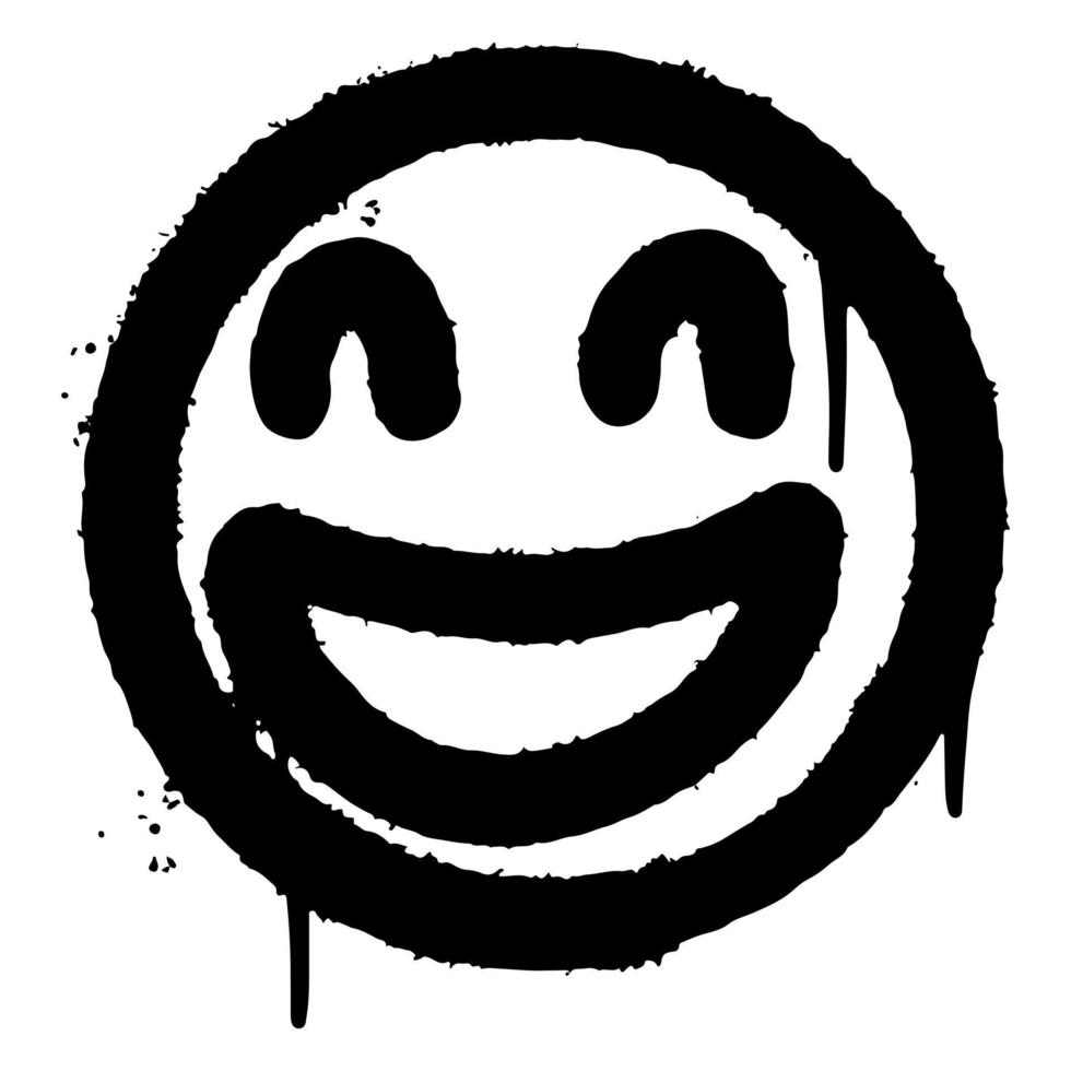 graffiti lachend gezicht emoticon gespoten geïsoleerd op een witte achtergrond. vectorillustratie. vector