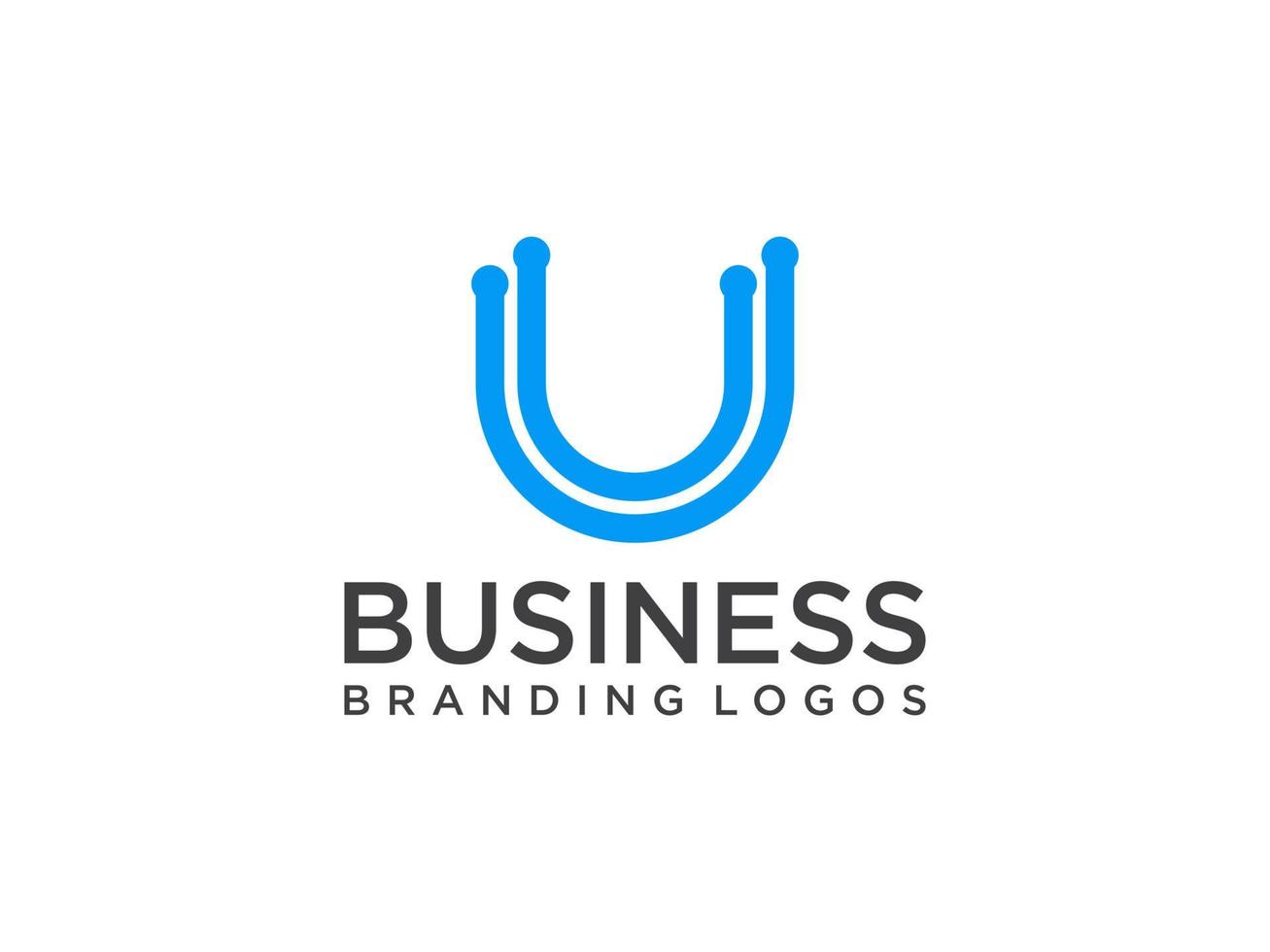 abstracte eerste letter u-logo. blauwe geometrische vorm witte achtergrond. bruikbaar voor bedrijfs- en merklogo's. platte vector logo-ontwerpsjabloon sjabloon.