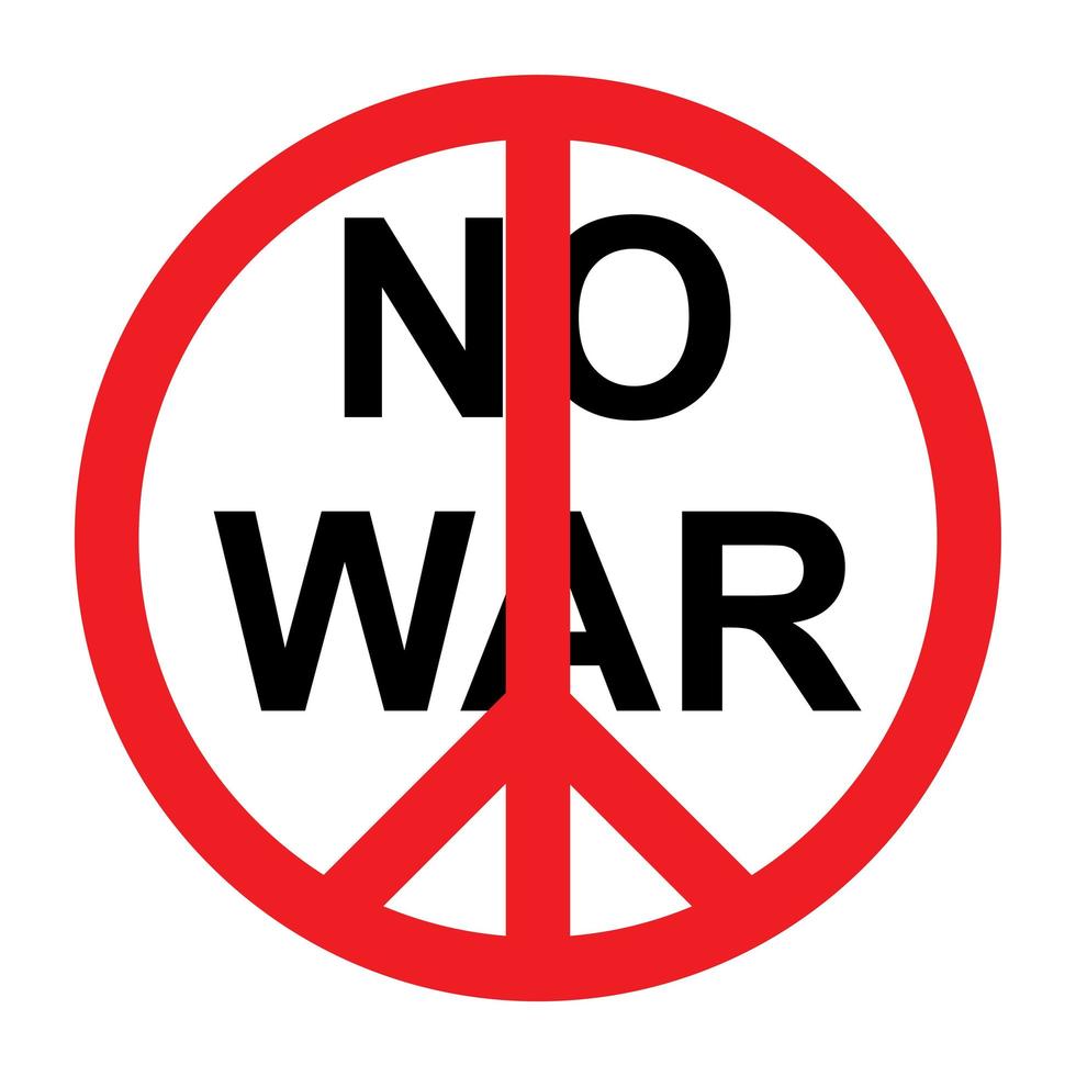 rood teken pacifisme geen oorlog op een witte achtergrond - vector