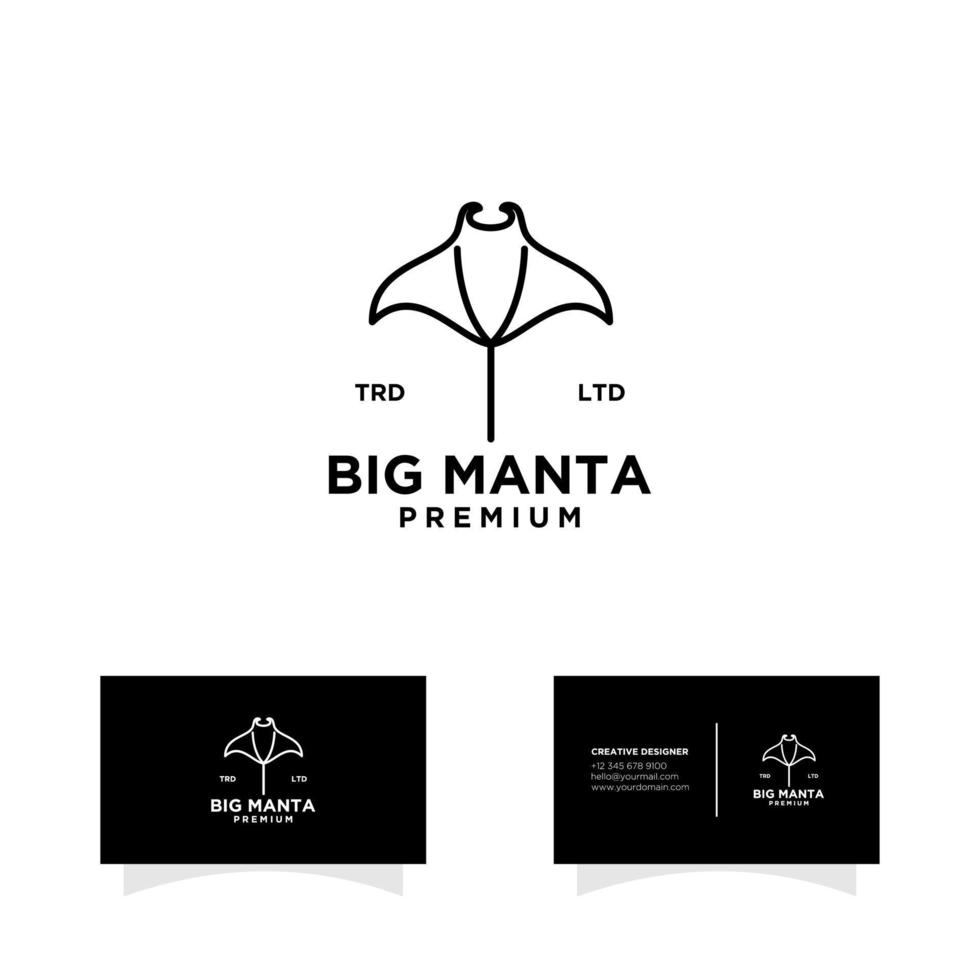 premium big manta ray line zwart logo vector