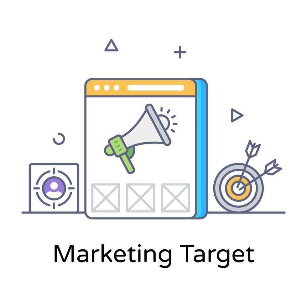 platte omtrek concept icoon van marketing target vector