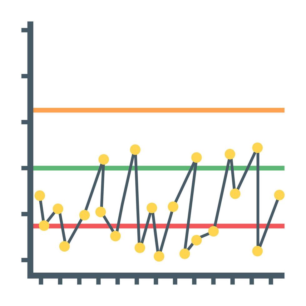 plat icoon van lijngrafiek, financieel rapportconcept vector