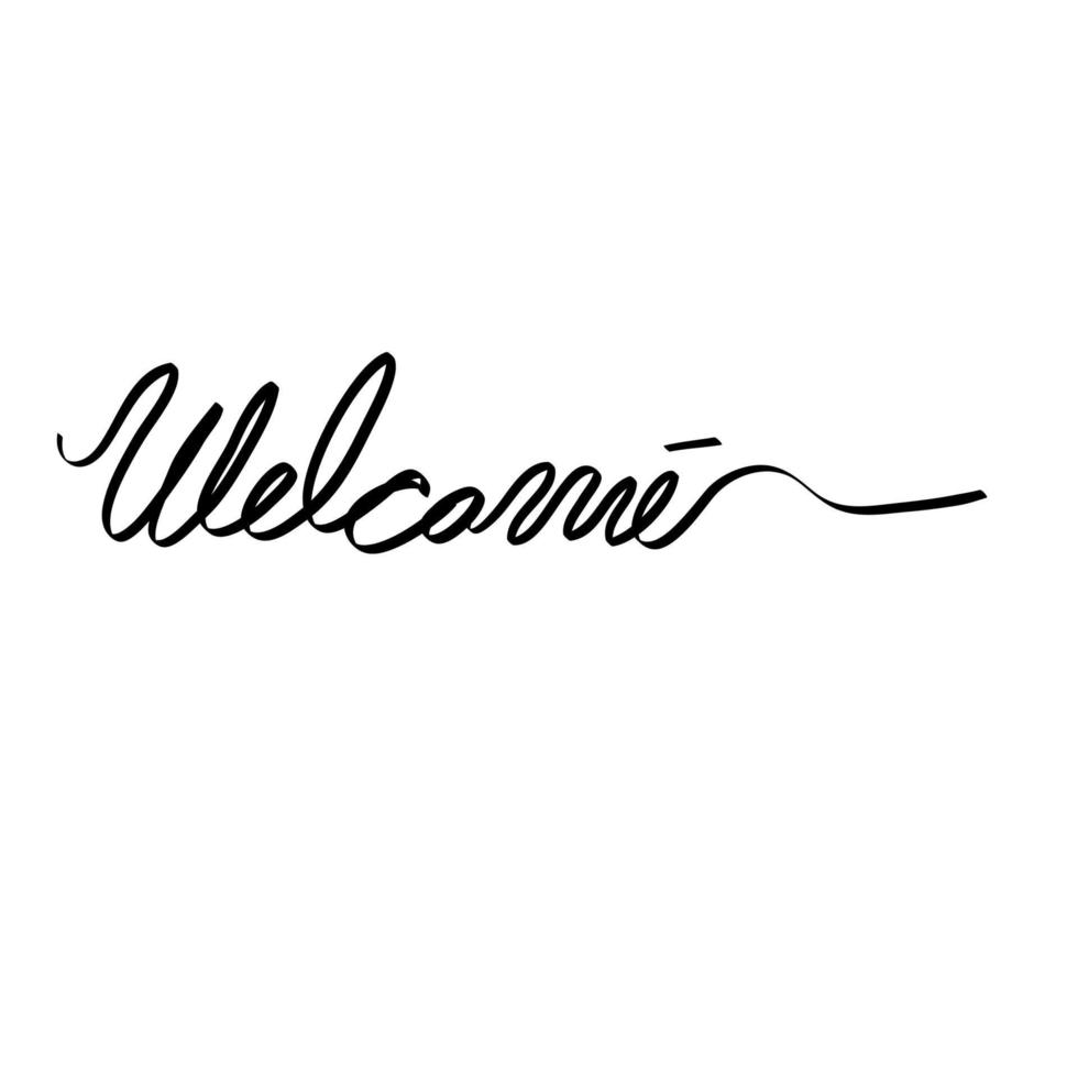 welkom belettering bord met doodle handtekening stijl vector