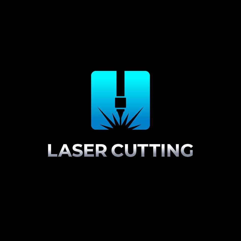 lasersnijden logo met blauwe kleurstijl vector