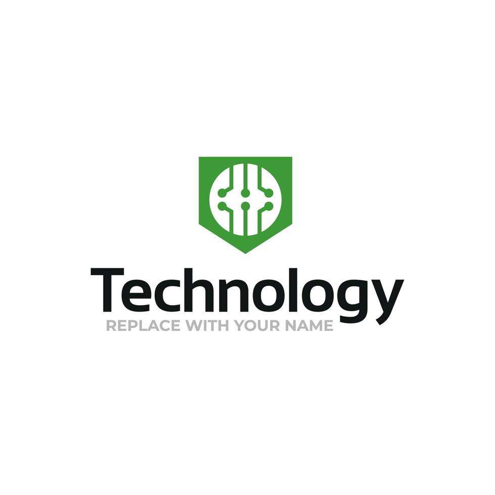 technologie-logo met een groene kleur van het printplaatpictogram vector