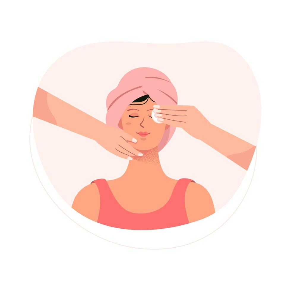 vrouw gezichtsmassage en huidverzorging bij spa concept vector