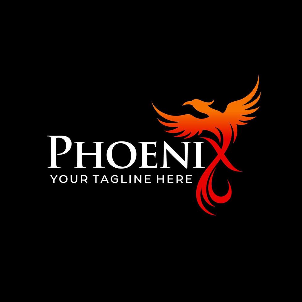 phoenix bird-logo met zwarte achtergrond vector