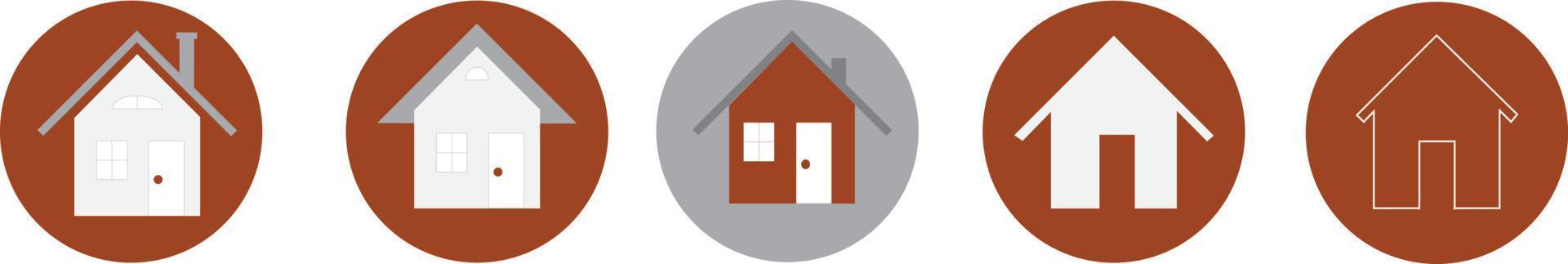 huis pictogrammen instellen. eigendomsregel en plat symbool. huizen collectie. onroerend goed. platte startpictogram web vector