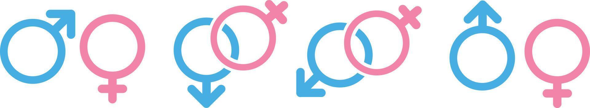 geslacht icon set, mannelijk en vrouwelijk teken, mannen en vrouwen symbool vector