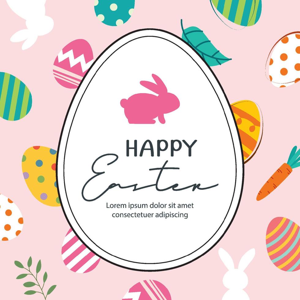 happy easter egg wenskaart achtergrond template.can worden gebruikt voor sociale media, uitnodiging, advertentie, behang, flyers, posters, brochure. vector
